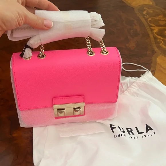 NWT Furla Mini Crossbody Bella Fuxia Fluo - Picture 4 of 7